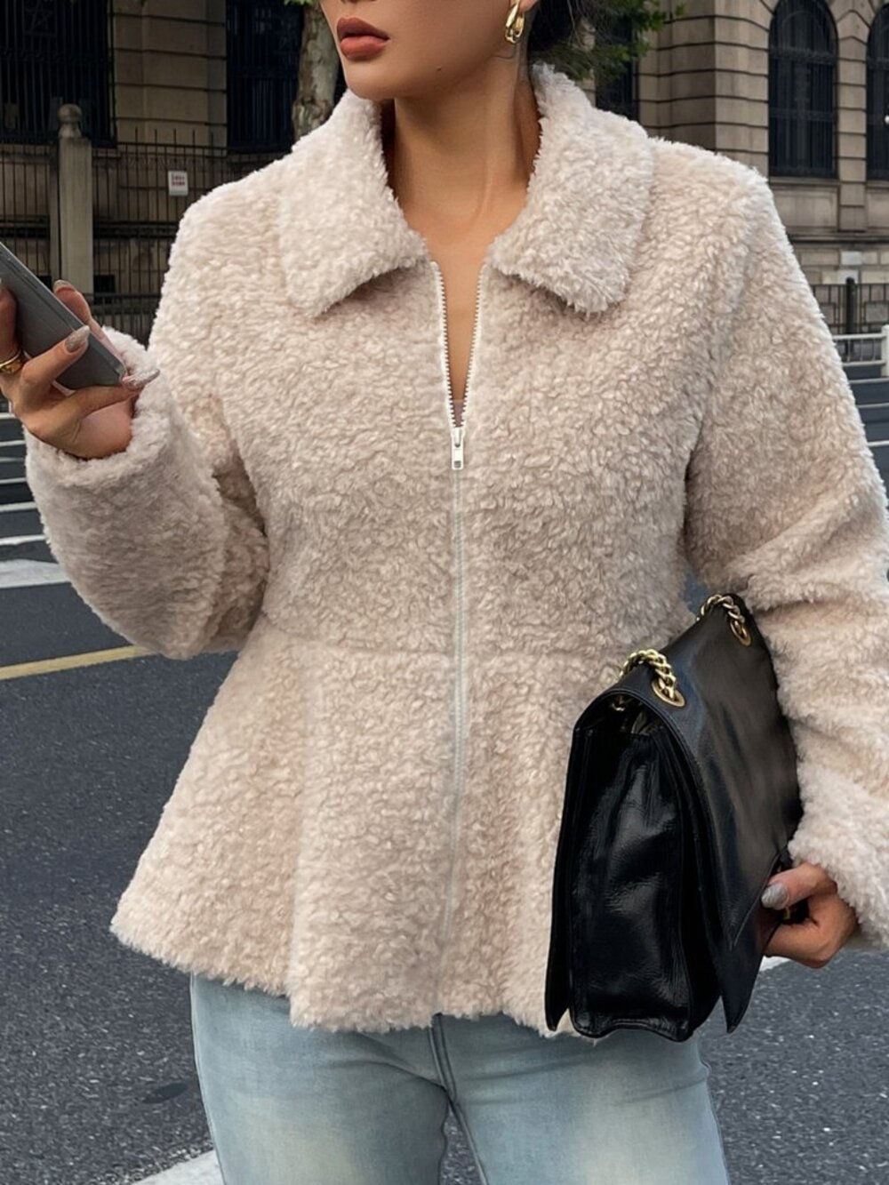 Apricot Casual Women's Loose Party Elegant Faux Fur Coat
